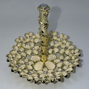 Ring Holder Ornate Metallic Gold & Cream Floral